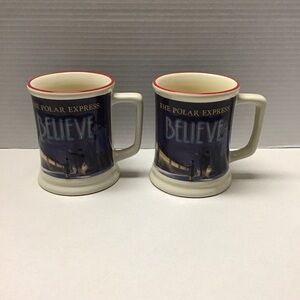 The Polar Express Believe Warner Bros Large Ceramic Mugs Set of 2